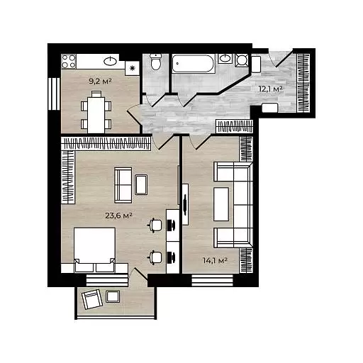 2-комн. квартира, 63,9 м², 3/3 этаж