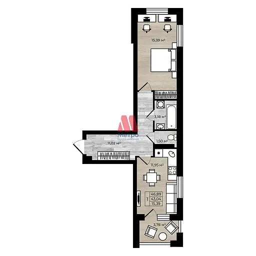 3-комн. квартира, 79,5 м², 4/7 этаж