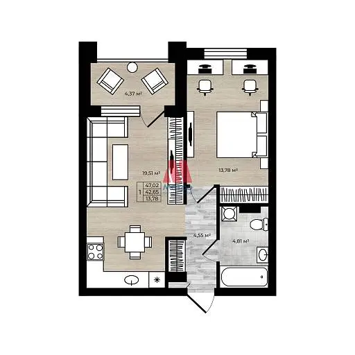3-комн. квартира, 79,5 м², 4/7 этаж